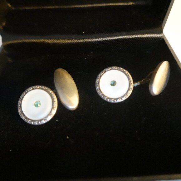 ART DECO 1920'S Cufflinks With Gemstones - Picture 1 of 3